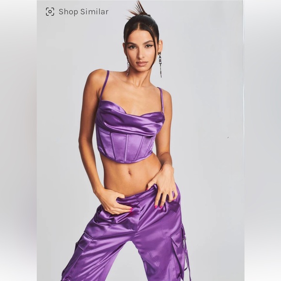 Retrofete Celia Corset Cropped Tank Top in Orchid Purple Size Small - Picture 4 of 12